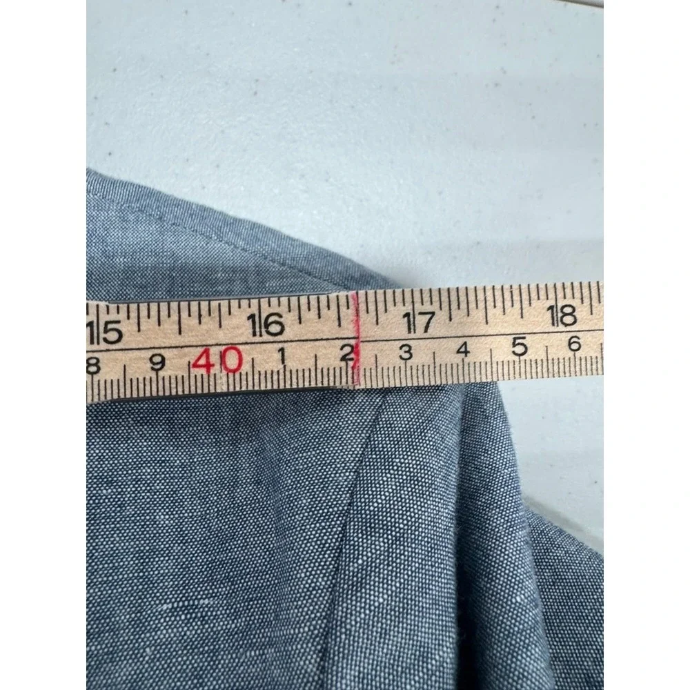 J. Crew Men Blue Linen Cotton Blend Two Button Blazer Sport Coat 38S
